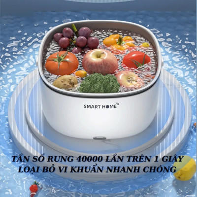 Máy Sục Siêu Âm SMART Rửa Thực Phẩm - Khử Khuẩn Rau Củ Quả , Loại Bỏ Vi Khuẩn, Chất Trừ Sâu 99%Thông Minh, ĐÈN TRANG TRÍ
