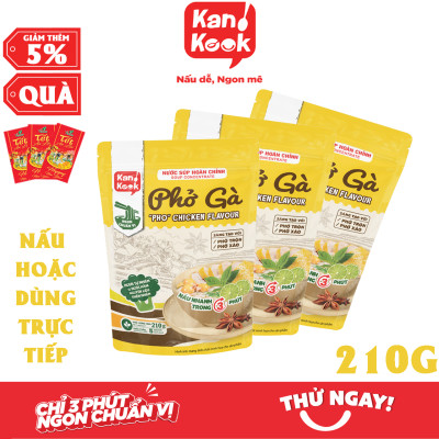 Nước Súp Cô Đặc Vị Phở Gà KanKook Gói 210g Nấu/Trộn Ăn Liền Gia Vị Hoàn Chỉnh Chuẩn Vị Phở Sài Gòn