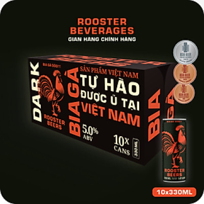 Bia thủ công | Rooster Beers (Bia Gà) Dark Thùng 10 Lon Sleek x 330ml
