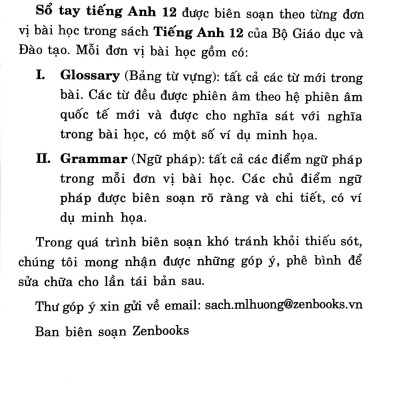 Sổ Tay Tiếng Anh Lớp 12 (2022)
