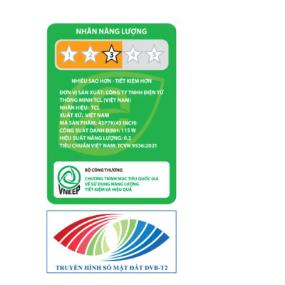 Google Tivi TCL QLED 4K 43 Inch 43P7K - Hàng Chính Hãng