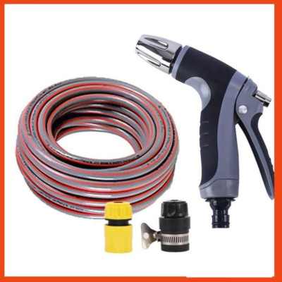 Bộ dây và vòi xịt tăng áp rửa xe tưới cây  (cút nhựa nối đen 712-2)