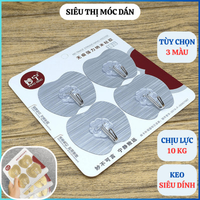 Set 4 móc dán tường NHÔM hình quả táo siêu dính, chịu lực tốt - giao màu ngẫu nhiên