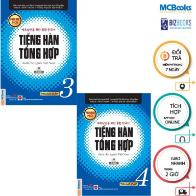 Sách - Tiếng Hàn Tổng Hợp Trung Cấp 3 + 4 - Sách Bài Học - Bản Đen Trắng - MCBooks