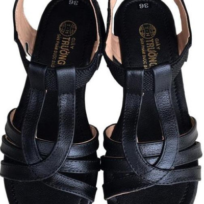 Giày sandal nữ Trường Hải đế cao 2.5cm quai dép da bò thật không nổ da đế cao su không trơn thời trang cao cấp SDN082