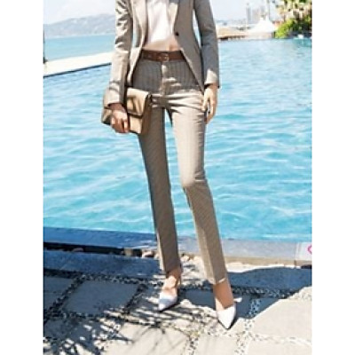 Quần Tây Nữ TITISHOP Theo Bộ ACC120 Caro Nâu