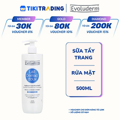 Sữa tẩy trang rửa mặt Evoluderm bổ sung Vitamin E giúp dưỡng ẩm và làm tươi trẻ làn da 500ml