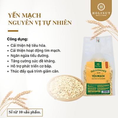 Yến mạch cán dẹt nguyên cám Úc đóng túi/ hũ 500gram thương hiệu Holinut