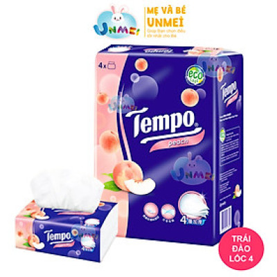 Lốc 4 Gói Khăn Giấy Cao Cấp Tempo Softpack Mùi Hương Đào, 4 Lớp, Không Gây Kích Ứng Da (90 Tờ/ Gói) - Thương Hiệu Đức