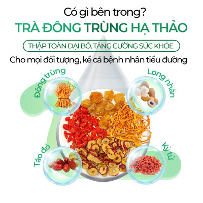 Trà Đông Trùng Hạ Thảo Tứ Vị Táo Đỏ Sunbeleaf – Bồi Bổ Cơ Thể, Bổ Khí Huyết, Tốt Cho Tim Mạch, Chống Lão Hóa – Hộp 10 Đến 20 Gói