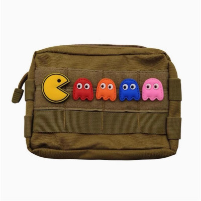 Patch_velcro PVC bộ hình Pac-Man trang trí ba lô_túi xách_quần áo
