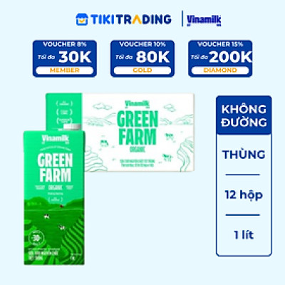 Thùng 12 Hộp Sữa Tươi Tiệt Trùng Vinamilk 100% Organic Không Đường (1lít)