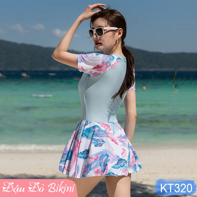 Bộ đồ bơi nữ một mảnh thời trang, dáng liền thân quần đùi váy xinh xắn, tôn dáng người mặc, chất bơi cao cấp co giãn cao, thoáng mịn nhanh khô | KT320