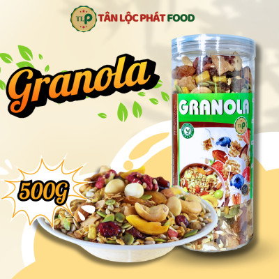 (Tặng Mít Sấy Dẻo Hũ 250g) Combo Hạt Dinh Dưỡng Granola Hũ 500g + Rong Biển Kẹp Hạt Túi 200g