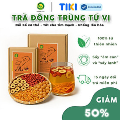 Trà Đông Trùng Hạ Thảo Tứ Vị Táo Đỏ Sunbeleaf – Bồi Bổ Cơ Thể, Bổ Khí Huyết, Tốt Cho Tim Mạch, Chống Lão Hóa – Hộp 10 Đến 20 Gói