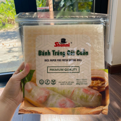 [LOẠI VUÔNG] Bánh tráng gỏi cuốn Shammi vuông size 22cm túi 400g (Bánh tráng xuất khẩu có túi zip)