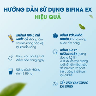 Men vi sinh Bifina Nhật Bản, Loại EX 30 gói - Hỗ trợ viêm đại tràng, đầy bụng, chướng hơi