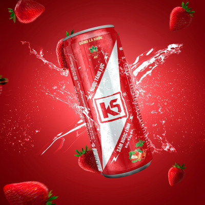 Nước Tăng Lực K5 Sâm Ngọc Linh Lon Lẻ Vị Dâu Tây Đỏ (320ml/Lon)