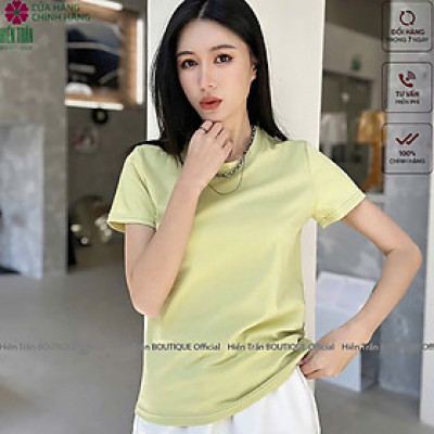 Áo thun nữ Hiền Trần BOUTIQUE nhiều màu sắc vải cotton cao cấp dáng suông trơn mặc mát, thấm hút mồ hôi cực tốt-AH01
