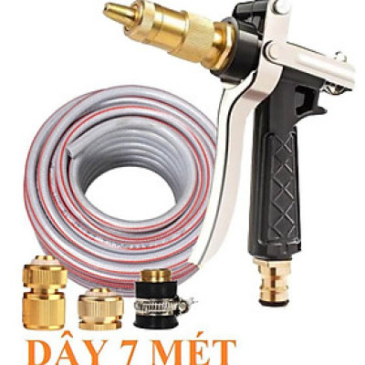  Bộ dây vòi xịt nước rửa xe, tưới cây . tăng áp 3 lần, loại 7m, 10m 206236 đầu đồng,cút đồng,+ tặng mở chai