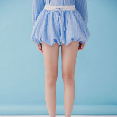 DOTTIE -  Quần bí kẻ sọc phối vải - Xanh biển - Q0395