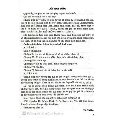 Phát triển trí thông minh toán 5  (Dùng chung cho các bộ SGK hiện hành) (HA-MK1)