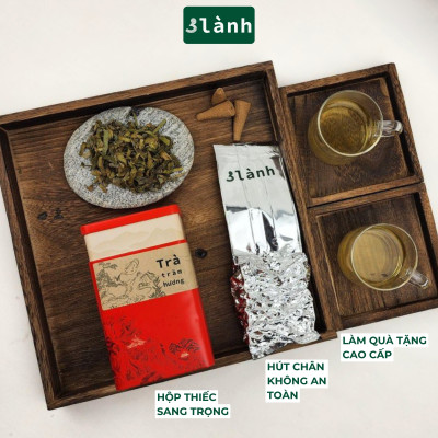 Trà Trầm Hương Dạng Lá Hộp 50gr 3 Lành Hoàn Toàn Từ Lá Dó Bầu Ngủ Ngon Giảm Stress