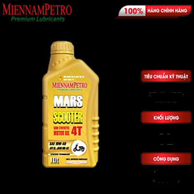 Dầu Nhớt Mars Scooter 4T 10W-40 API SL JASO MB 1L Bảo Vệ Liên Tục Động Cơ Xe Máy Tay Ga 4 Thì