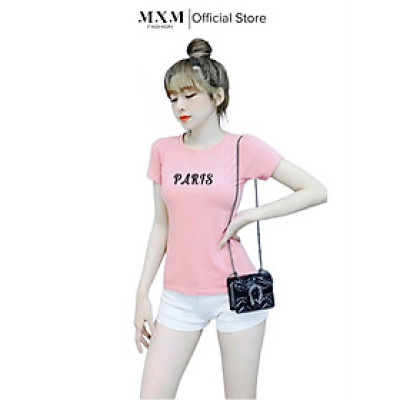 Áo thun nữ MXM ôm body thêu chữ Paris cotton 4 chiều từ 40kg - 52kg ( ANU029 )