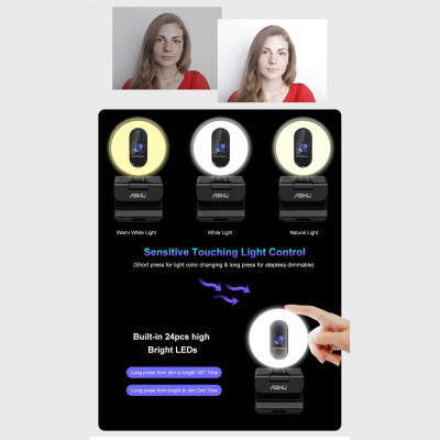 Webcam video ASHU 2M Pixel 1920x1080P Chức năng tự động lấy nét, Nhiệt độ Chụp ảnh tự sướng có thể điều chỉnh độ sáng vô cấp