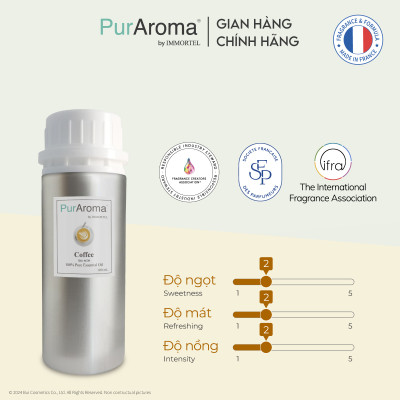 (Đậm Đặc | Chai Lớn) Tinh dầu CÀ PHÊ nguyên chất PurAroma by IMMORTEL - Chính hãng Pháp