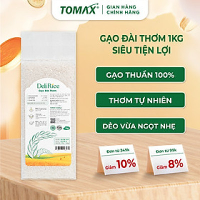 Gạo Đài thơm TOMAX (túi 1kg hút chân không) dẻo vừa, ráo cơm, ngọt thơm