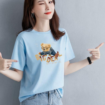 Áo thun nữ MXM cổ tròn form rộng in Gấu Big thun cotton 4 chiều từ 45-60kg ( ANU087 )