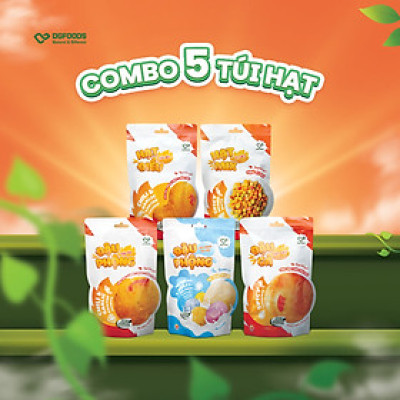 Combo 5 túi hạt dinh dưỡng/hạt điều tỏi ớt, đậu phộng tỏi ớt, đậu phộng sữa chua, đậu gà sốt cay, hạt mix vị cay. Hạt giòn, vị cay tự nhiên, thơm ngon