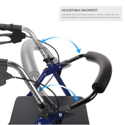 Xe tập đi bốn bánh cho người già có ghế ngồi, có giỏ đựng đồ, gấp gọn khi không sử dụng, chính hãng Nikita 