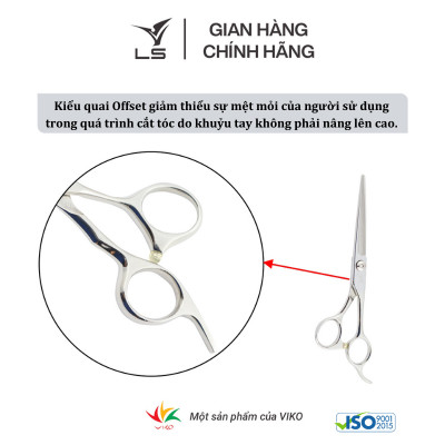 Kéo cắt tóc LS lưỡi thẳng quai offset phẳng đỡ ngón cố định CB13/5.0