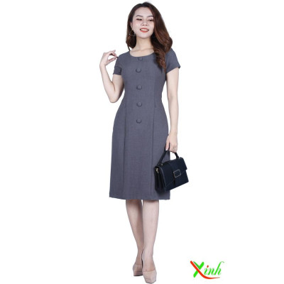 Đầm Suông Phối Nút Che Bụng Gọn Eo ThoiTrangXinh DL508