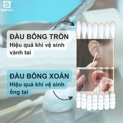 [Lố 12 túi] Tăm bông vệ sinh người lớn YUMY thân nhựa [TB01-024] túi 100 que
