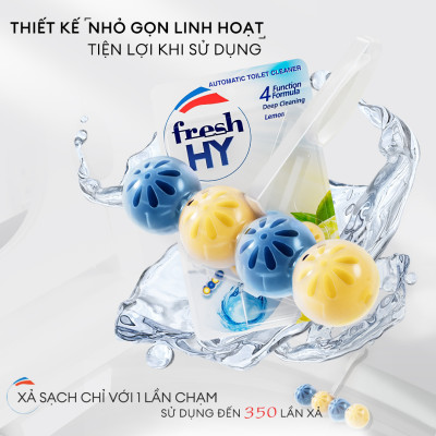 Combo 2 Viên Tẩy Bồn Cầu Fresh HY 350 Lần Xả, Làm Sạch Khuẩn & Ngăn Ngừa Mảng Bám, Khử Mùi Và Lưu Hương Thơm Mát (2 Vỉ Treo X2)