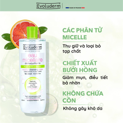 Nước tẩy trang Evoluderm Eau Micellaire 500ml