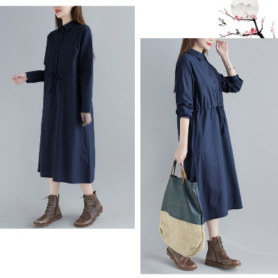 Đầm Sơ Mi Tay Dài Thắt Eo Thanh Lịch Dành Cho Nữ Chất Linen Thời Trang Thu Đông Haint Boutique Da175