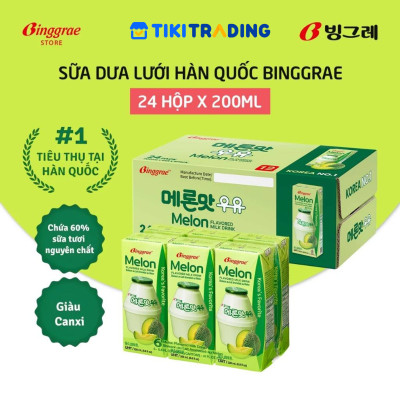 Thùng 24 hộp Sữa dưa lưới 200ml nhãn hiệu Binggrae
