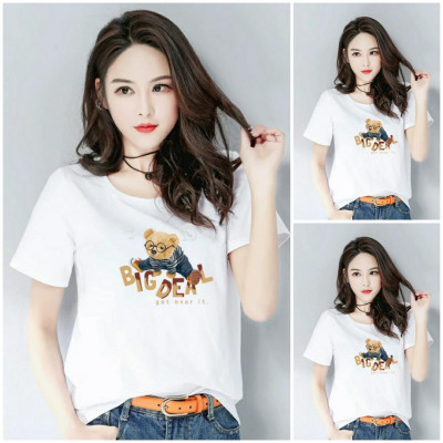 Áo thun nữ MXM cổ tròn form rộng in Gấu Big thun cotton 4 chiều từ 45-60kg ( ANU087 )