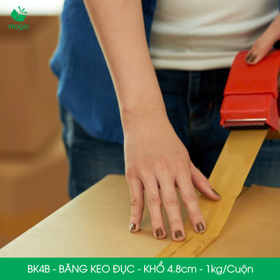BK4B - 6 cuộn băng keo đục 1kg, khổ 4.8cm lõi nhựa - Băng dính đóng hàng, băng keo khổ lớn