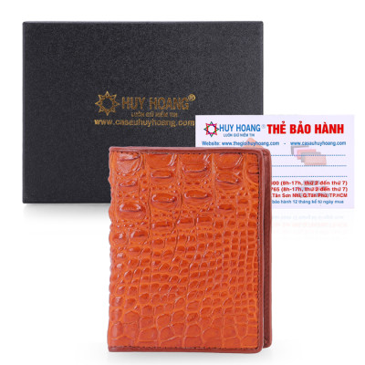 Ví Nam Da Cá Sấu Kiểu Đứng Huy Hoàng HT2230 (12.5 x 10 cm) - Vàng