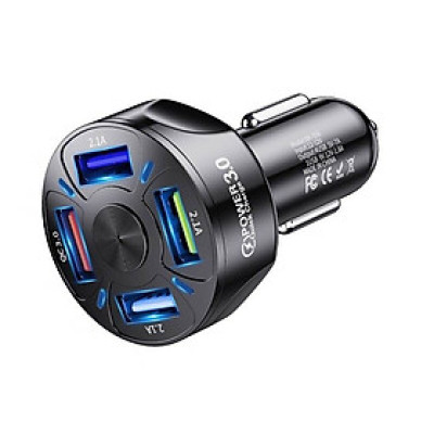 Tẩu Sạc Xe Ô Tô 4 Cổng USB Công Nghệ Sạc Nhanh QC 3.0A | Tẩu Sạc Điện Thoại Dùng Trên Xe Ô Tô 4 Cổng USB Sạc Được Nhiều Thiết Bị Cùng Lúc, Hỗ Trợ Sạc Nhanh QC 3.0A 