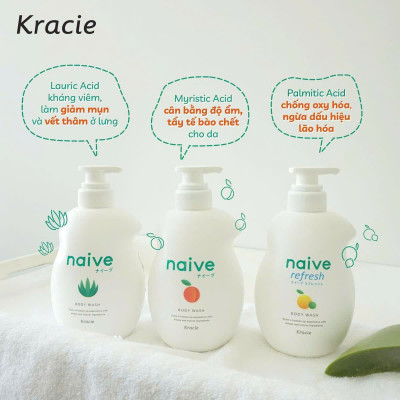Sữa Tắm Chiết Xuất Từ Lá Đào Kracie Naive Body Wash ( Peach Leaf) - Chai 530ML