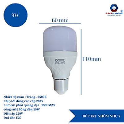 Bóng Đèn led siêu sáng nhôm nhựa 10W 20W 30W 40W 50W SuperVilighting tiết Kiệm Điện chính hãng