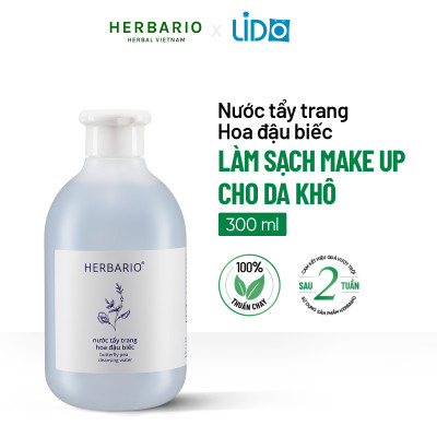 Nước tẩy trang Hoa Đậu Biếc herbario 300ml giảm lão hóa da, da cho da khô, thuần chay