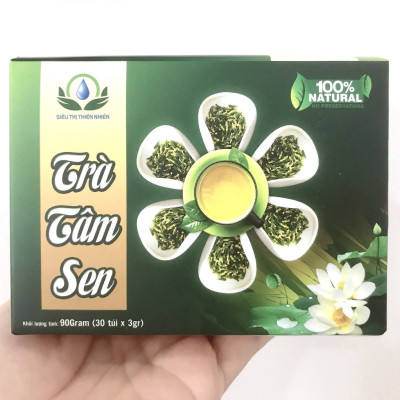 Đặc Sản Đồng Tháp - Trà tâm sen hộp 30 túi lọc 3gram, Tim sen Siêu thị thiên nhiên - OCOP 4 SAO